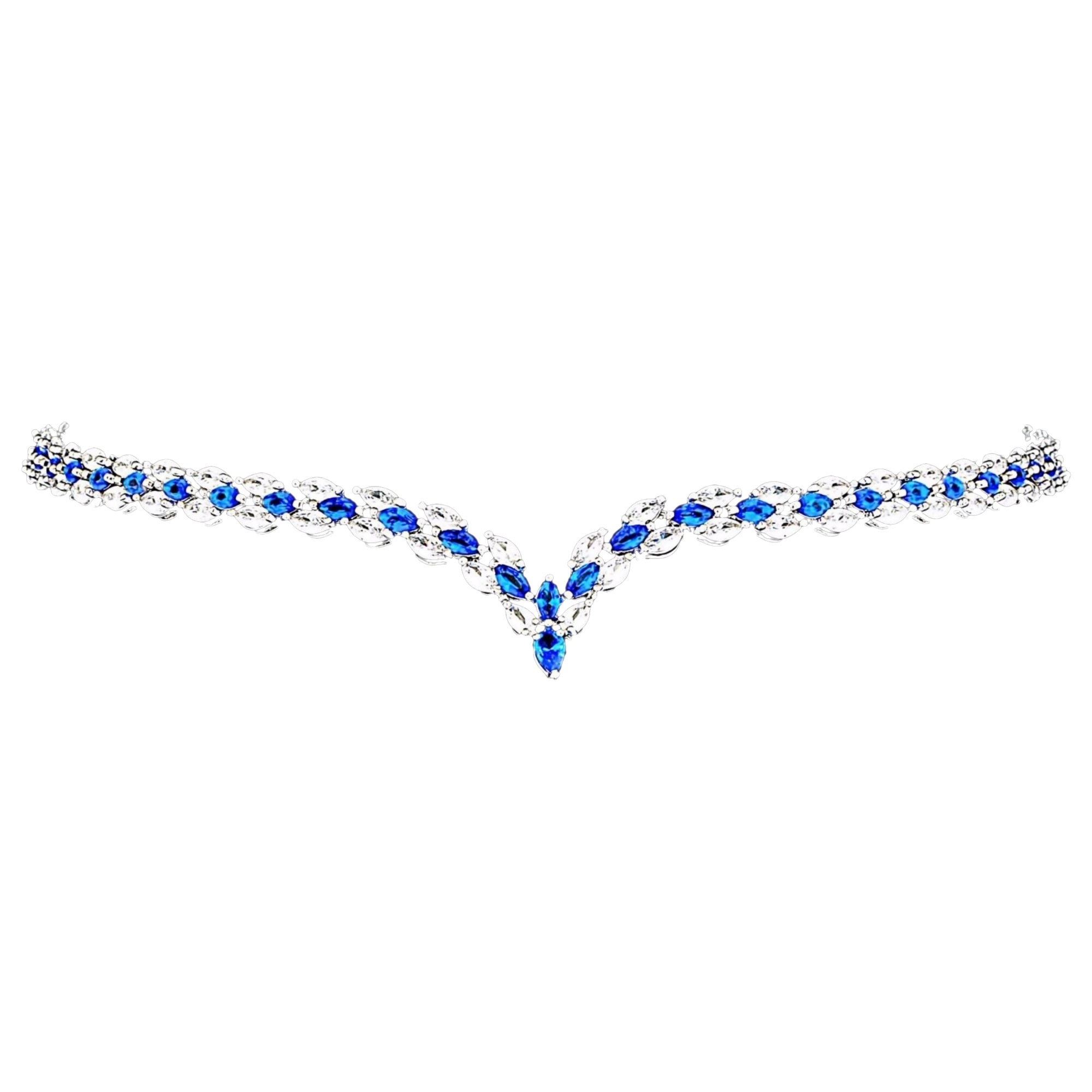 Colier placat cu Aur 18K si Diamante, Maya Platinum & Blue