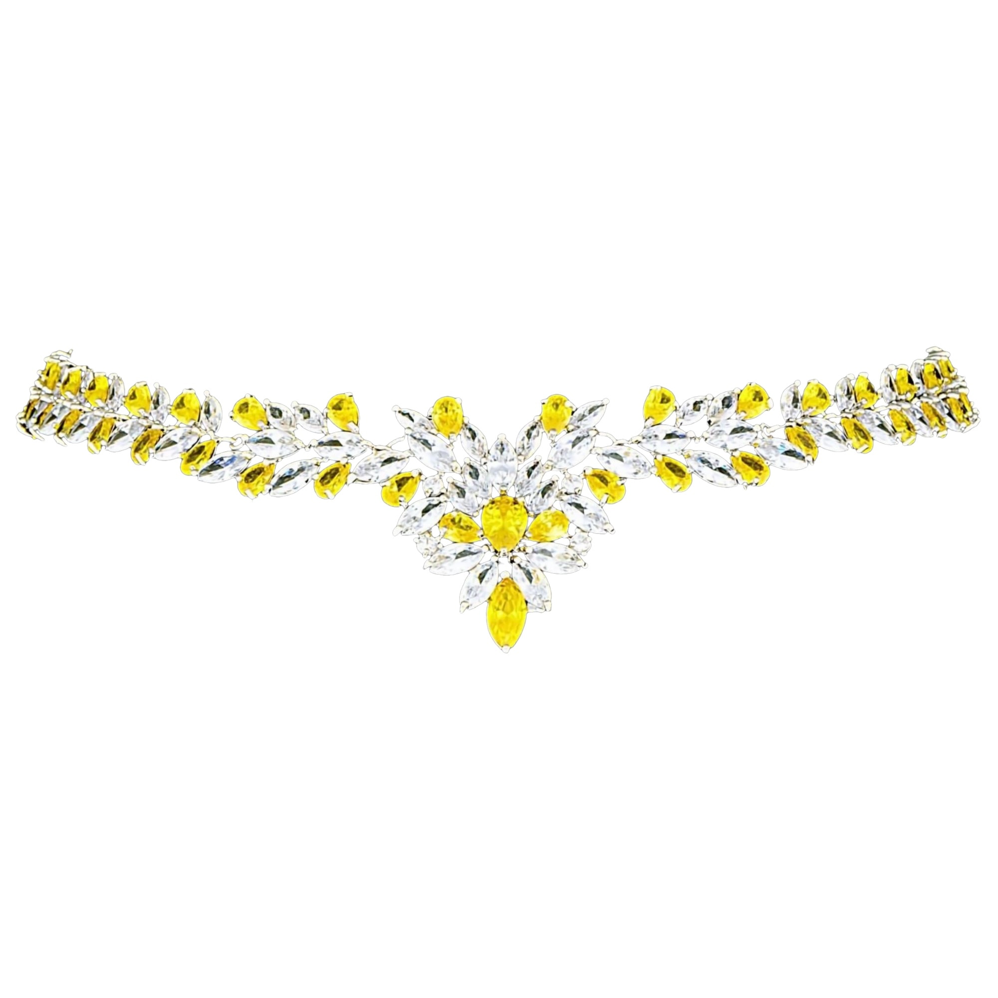 Colier placat cu Aur 18K si Diamante, Iris Platinum & Yellow