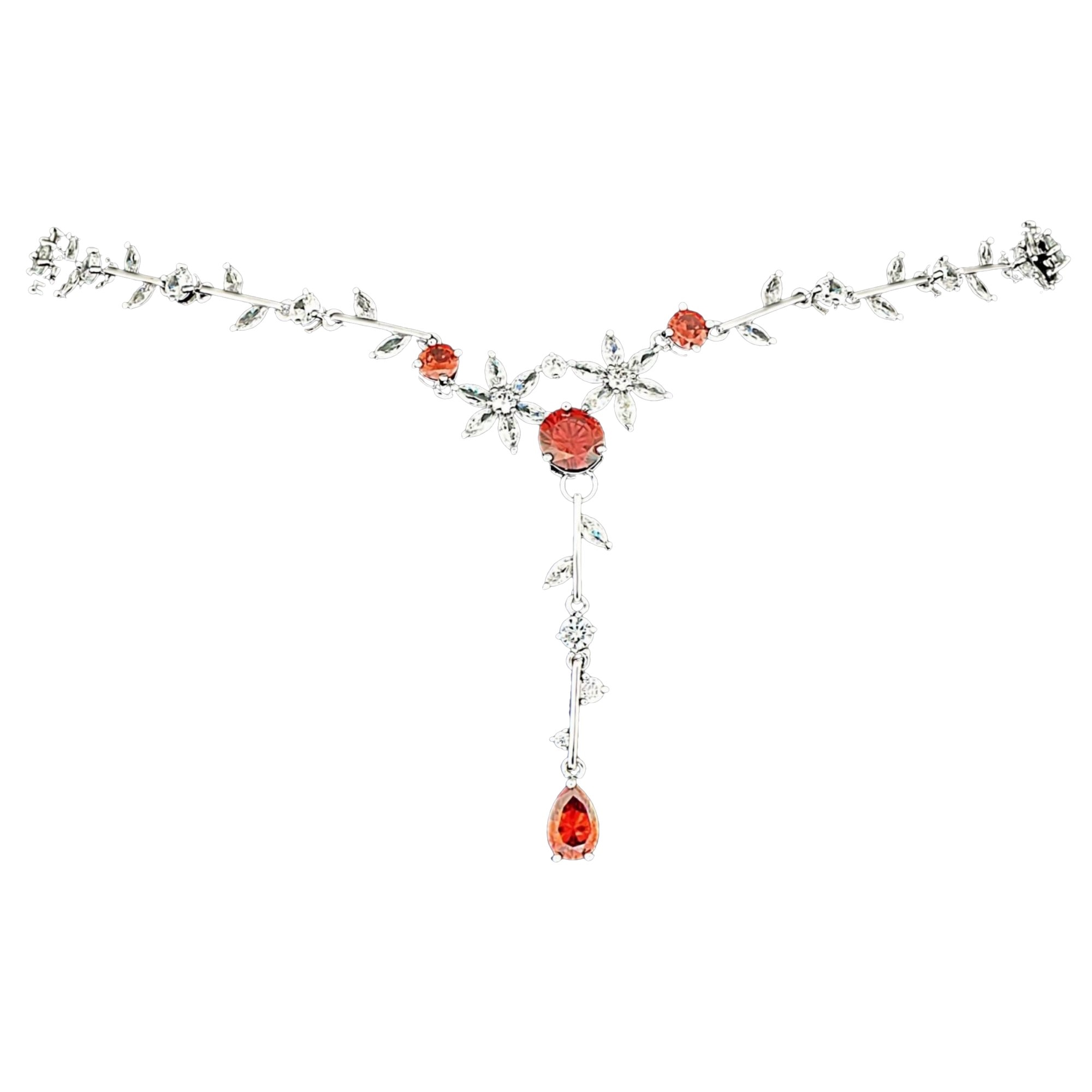 Colier placat cu Aur 18K si Diamante, Damaris Platinum & Red