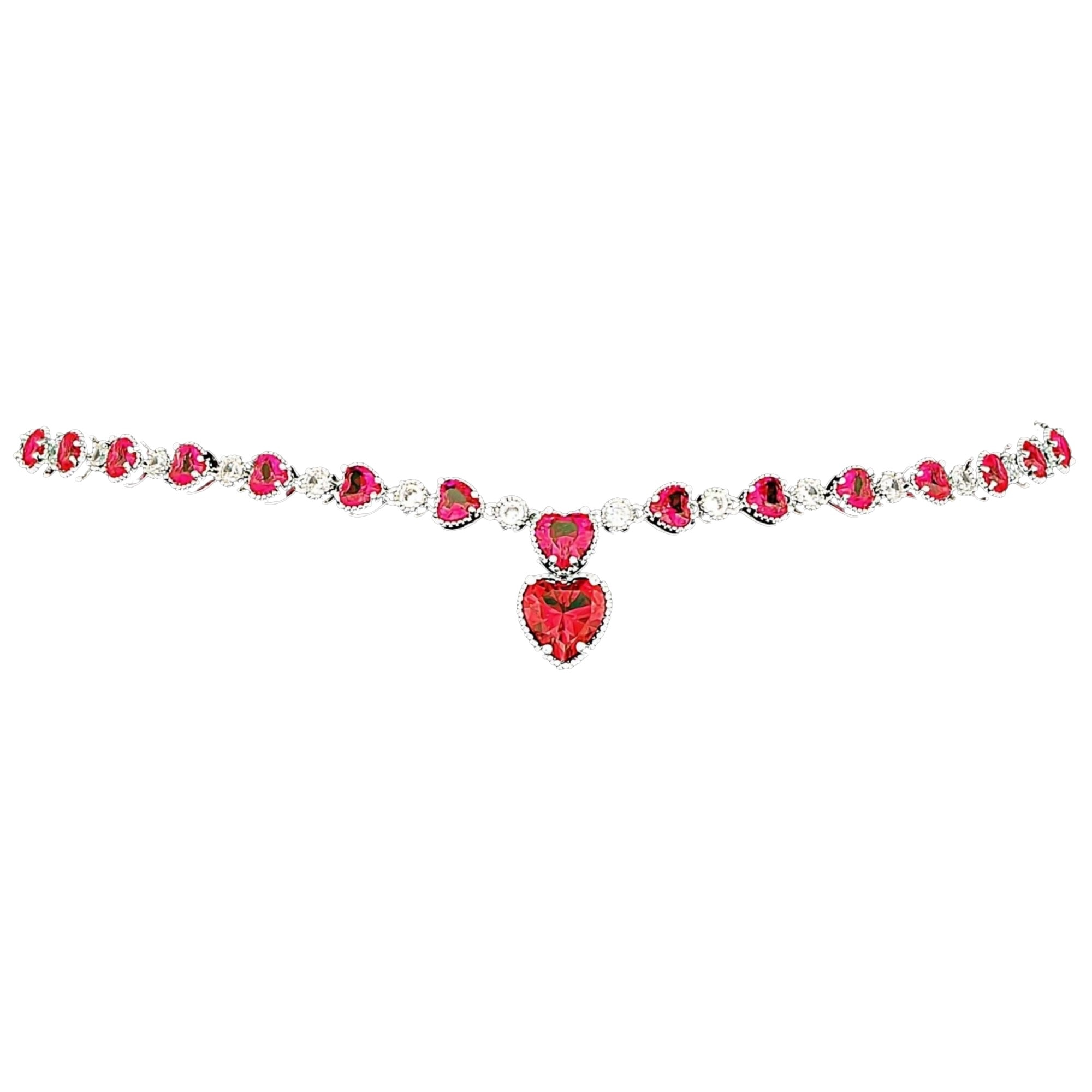 Colier placat cu Aur 18K si Diamante, Calypso Platinum & Red