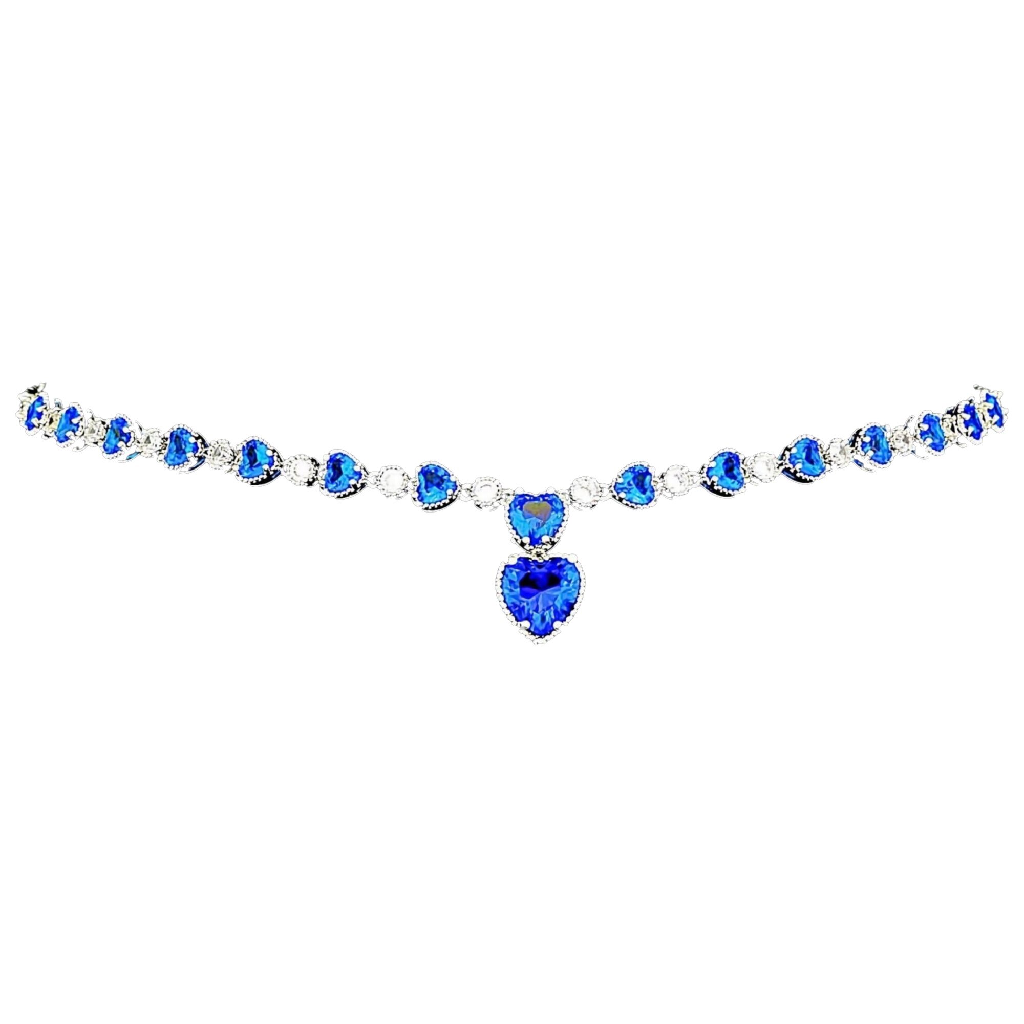 Colier placat cu Aur 18K si Diamante, Calypso Platinum & Blue