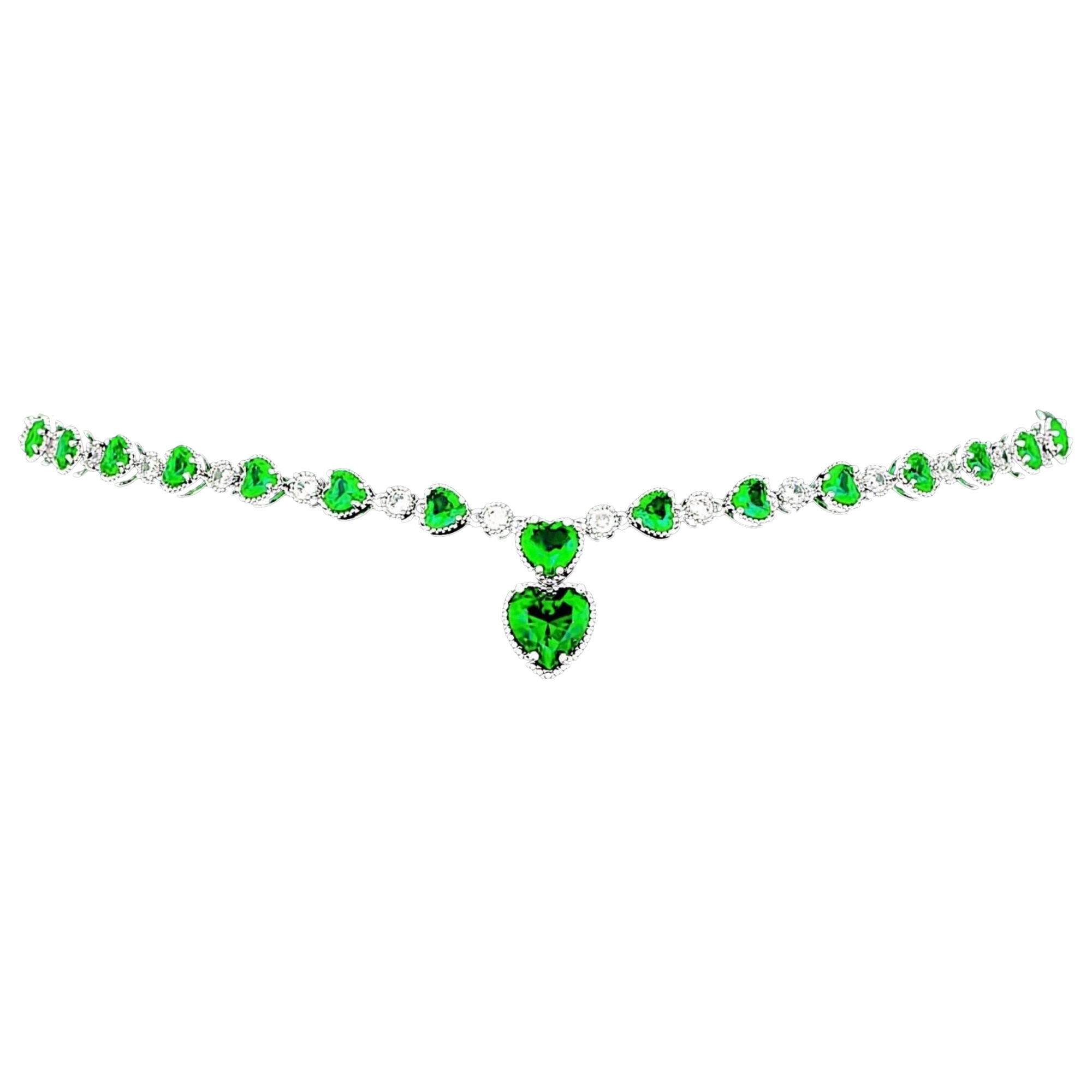 Colier placat cu Aur 18K si Diamante, Calypso Platinum & Green
