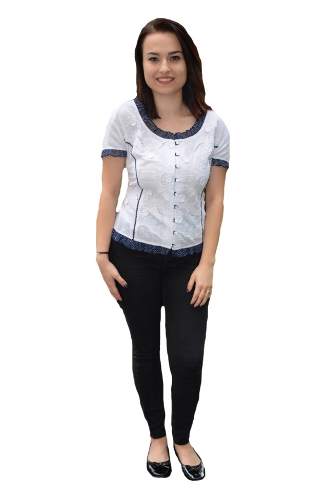 Camasa alba Karlie cu perforatii, D&J Exclussive, Alb