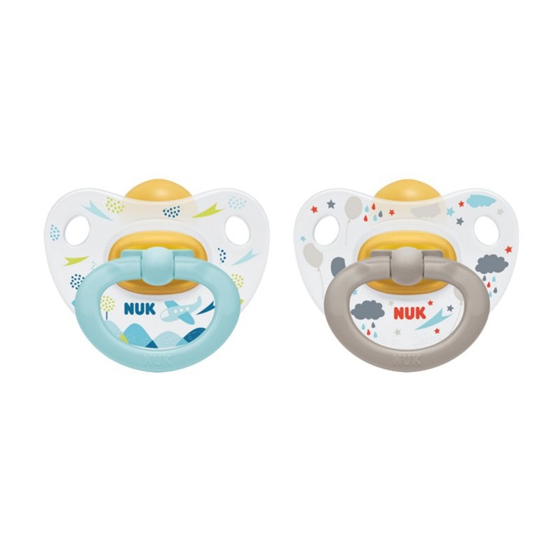 Set 2 suzete anatomice din latex Nuk Happy Kids 725161G, Multicolor 0-6 luni