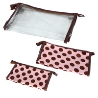 Set 3 gentute cosmetice, portfard calatorie/voiaj, 10 x 19 cm, 12 x 21 cm, 13,5 x 22,5 cm, textil/plastic, Quasar&Co