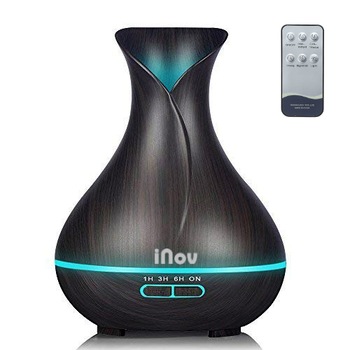Difuzor Aromaterapie cu ultrasunete + Telecomanda si Umidificator cu led iNOV DZ-06, silentios, 550 ml, stejar inchis Difuzor Aromaterapie cu ultrasunete + Telecomanda si Umidificator cu led iNOV DZ-06, silentios, 550 ml, stejar inchis