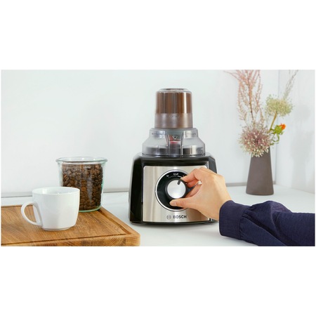 Robot de bucatarie Bosch MCM3501M, 800 W, bol 2.3 l, blender 1 l, rasnita, 2 viteze, negru/ inox
