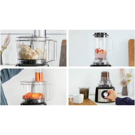 Robot de bucatarie Bosch MCM3501M, 800 W, bol 2.3 l, blender 1 l, rasnita, 2 viteze, negru/ inox