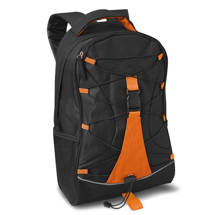Rucsac pentru drumetii, poliester, Everestus, RU32, portocaliu, saculet de calatorie si eticheta bagaj incluse