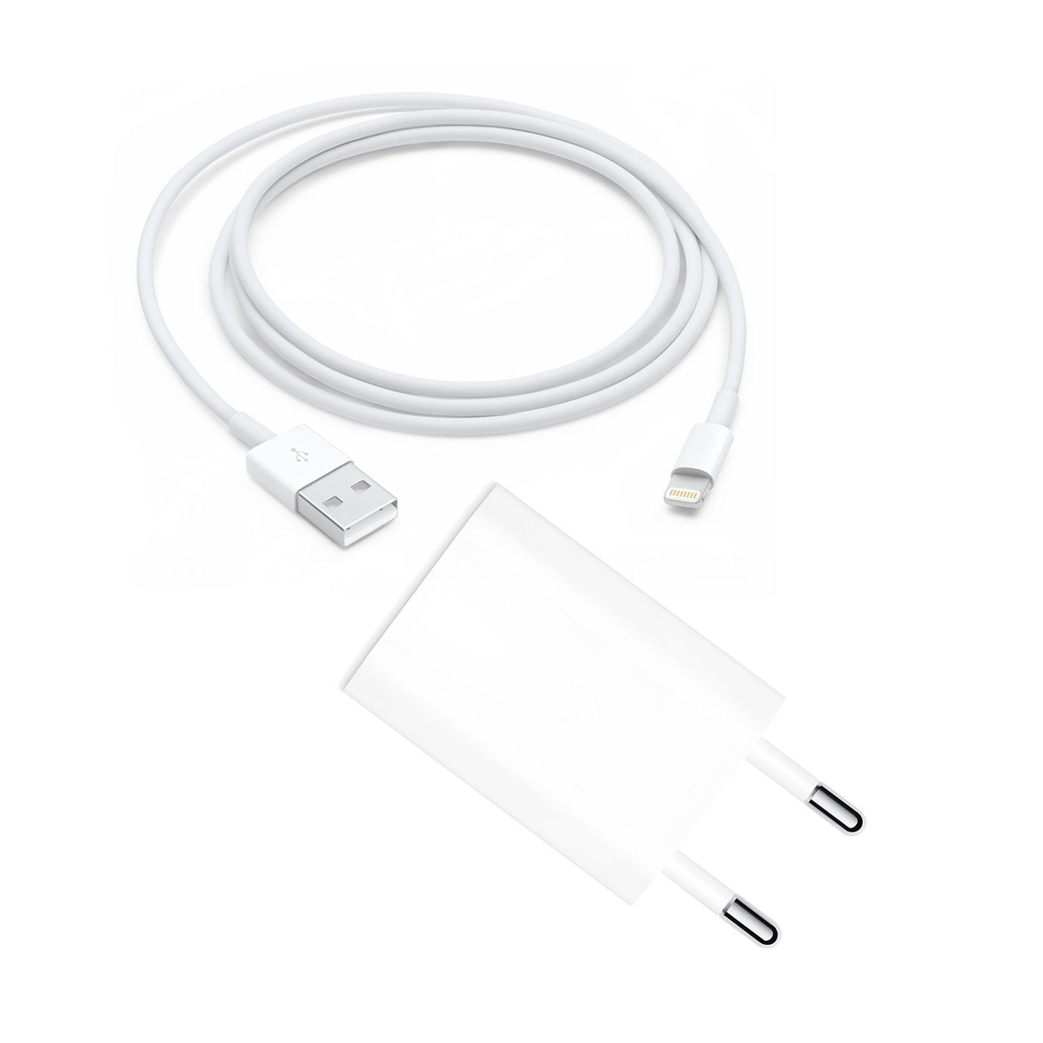 Incarcator compatibil Apple iPhone format din Adaptor iPhone Apple iPhone 5W Cablu USB cu mufa lightning 2m SmartGSM - eMAG.ro