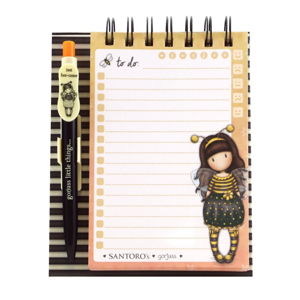 Carnetel cu pix si suport Gorjuss -Bee Loved, 16.5 x 13.5 x 5 cm