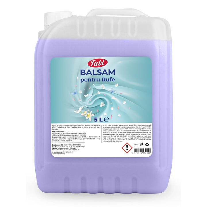 Balsam pentru rufe, Fabi, 5L, parfum discret, netezeste tesaturile, ajuta la pastrarea culorilor