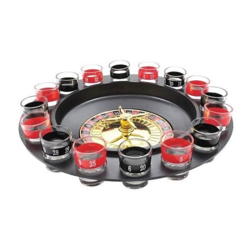 Joc Ruleta NovaLine NL004 cu shot-uri, diametru de 29 cm cu 16 pahare sticla