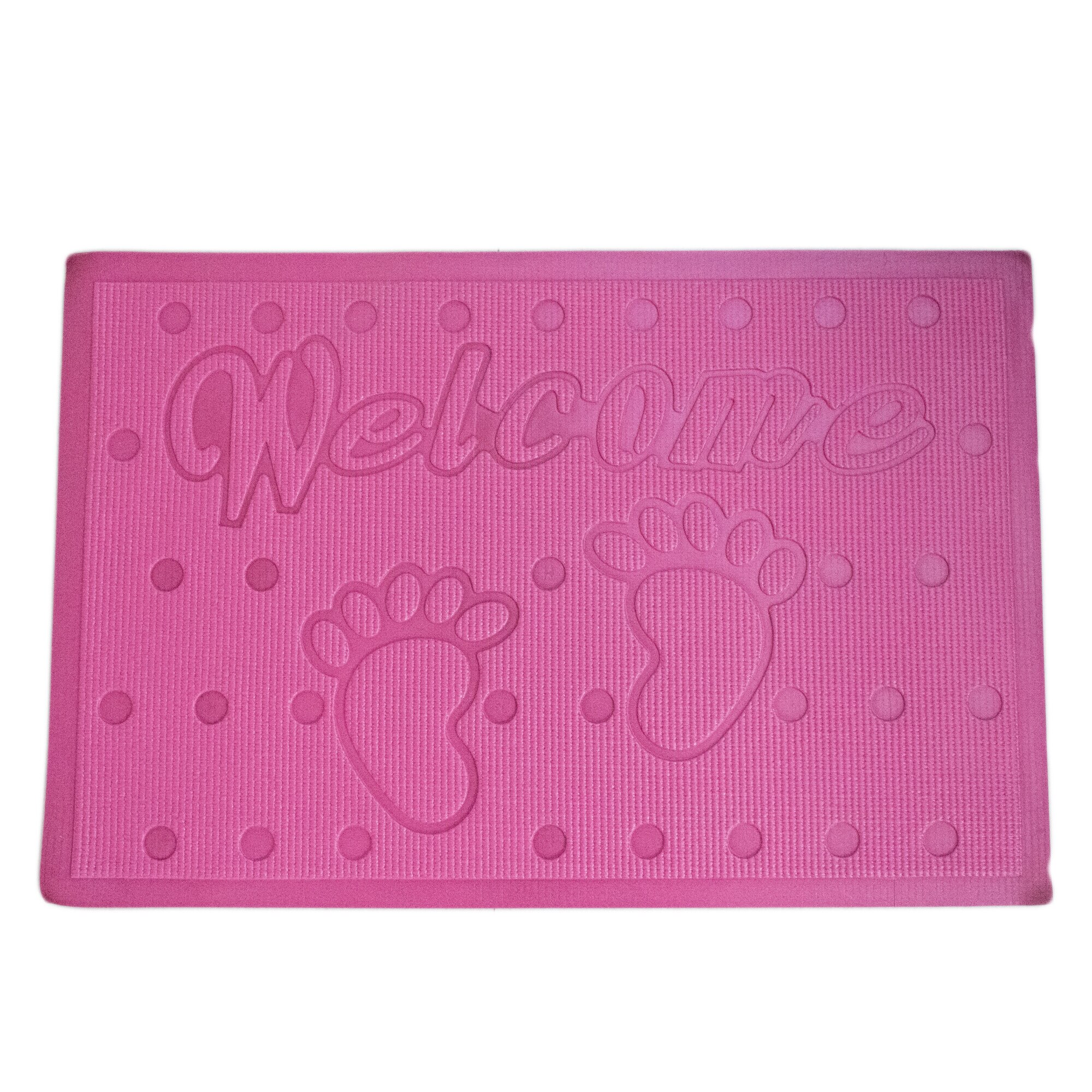 Covoras baie, antiderapant, 60x40cm, poliester, culoare roz, gramaj 200g