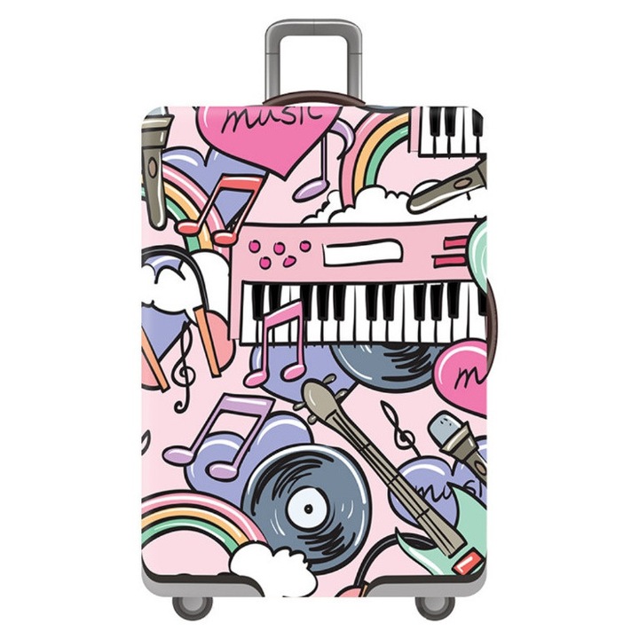 Husa protectie elastica Troler Valiza Geanta AKU, design PIANO WAVES, marimea L ajustabila; (h = 65 ÷ 70 cm) x (L = 47 ÷ 50 cm) X (l = 26 ÷ 29 cm)