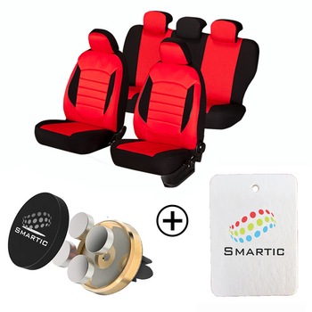 Huse scaune auto Universale, Editia Urban, Material Textil, 11 piese, Rosu + Cadou suport magnetic telefon SI-005 + Cadou Odorizant Masina Huse scaune auto Universale, Editia Urban, Material Textil, 11 piese, Rosu + Cadou suport magnetic telefon SI-005 + Cadou Odorizant Masina