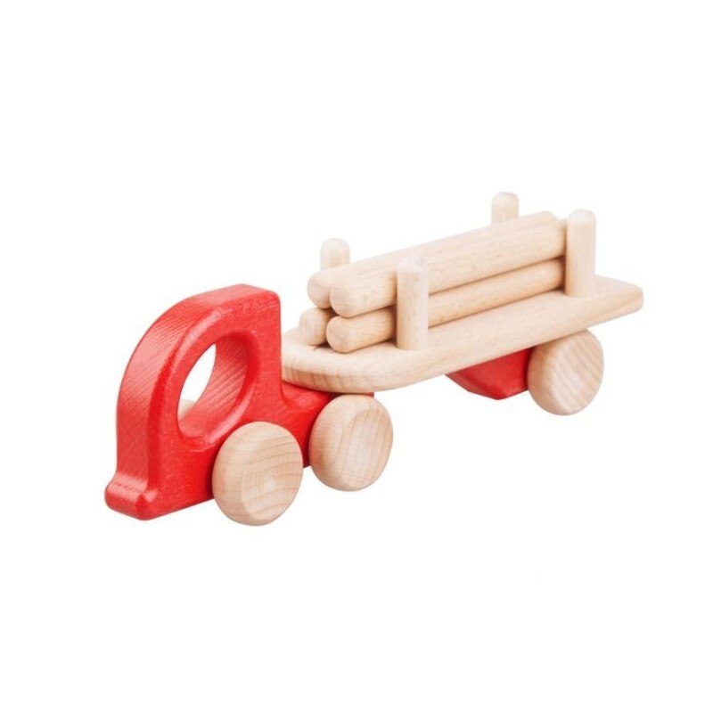 Camion rosu cu busteni, Lupo, Lemn, 1 an+