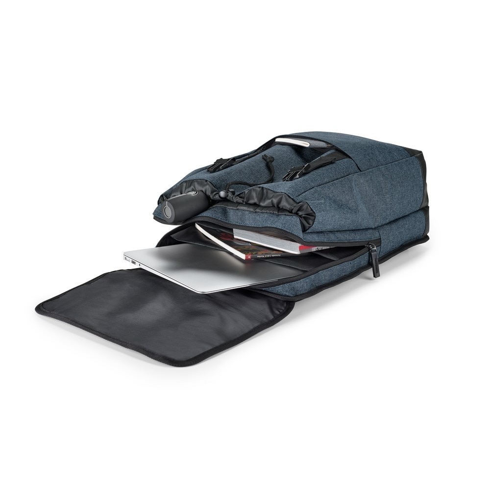 Rucsac Laptop 17 inch, Everestus, TR, 600D densitate mare si tarpaulin, albastru inchis, saculet si eticheta bagaj incluse