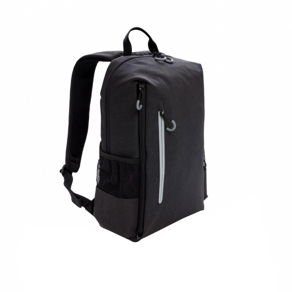 Rucsac Laptop 15 inch, RFID, mufa usb, buzunare laterale, XD by AleXer, LA, poliester, negru, breloc inclus din piele ecologica