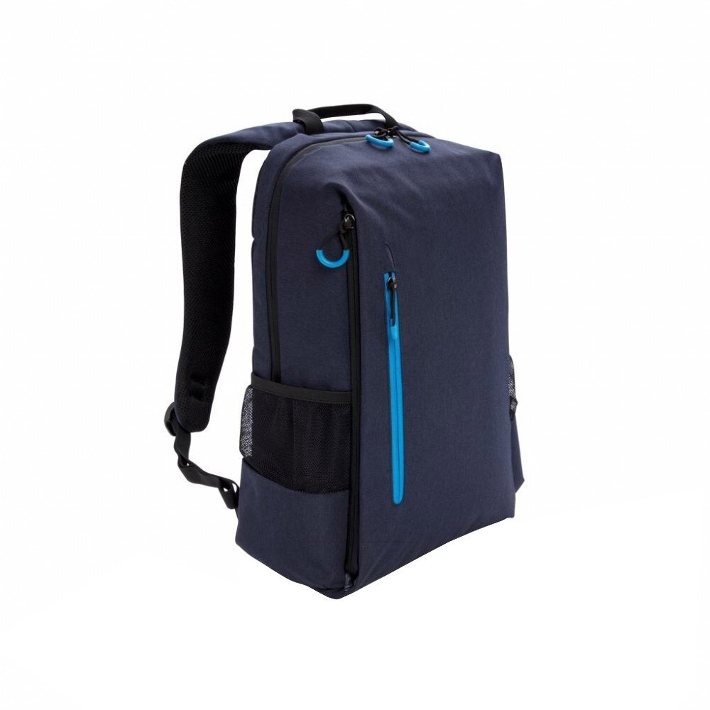 Rucsac Laptop 15 inch, RFID, mufa usb, buzunare laterale, XD by AleXer, LA, poliester, albastru navy, breloc inclus