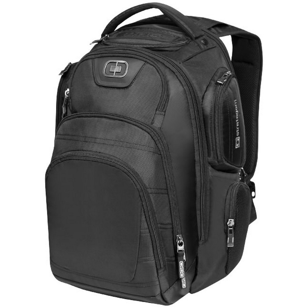 Rucsac Laptop, Ogio by AleXer, SM, 17 inch, 420D poliester, negru, breloc inclus din piele ecologica si metal