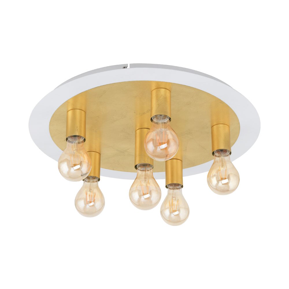 Plafoniera PASSANO E27-LED-G80, 97493, Metal, Alb, Auriu, 6X4W
