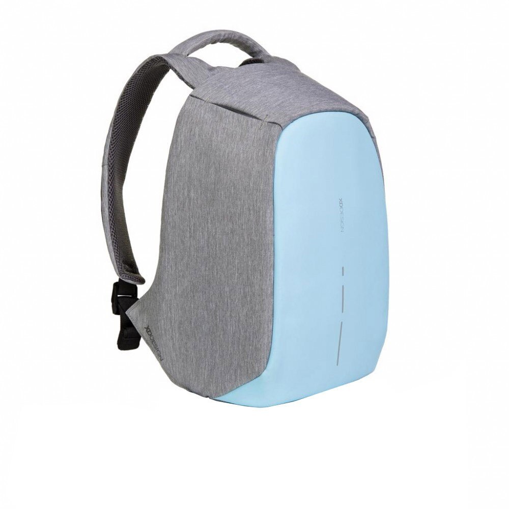 Rucsac antifurt, laptop 14 inch, buzunare ascunse pe exterior, XD by AleXer, BY, poliester, pu, albastru deschis, breloc inclus