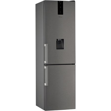 Combina frigorifica Whirlpool W7 911O OX H AQUA, 368 l, Clasa F, Total No Frost, 6th Sense, Display Electronic Exterior, Dispenser apa, H 201 Inox
