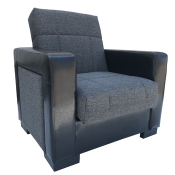 Fotoliu Olivia, lada depozitare 100/85/75 gri/negru Fotoliu Olivia, lada depozitare 100/85/75 gri/negru