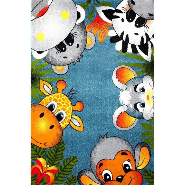 Delta Carpet 11058 Szőnyeg gyerekeknek, állatos, kolibri kék, 200x300 cm, 2300 gr / m2, 2x3 m.