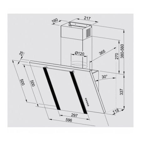 Hota decorativa Gorenje DVG600BEX, 305 m3 / h , 60cm, control mecanic, Negru