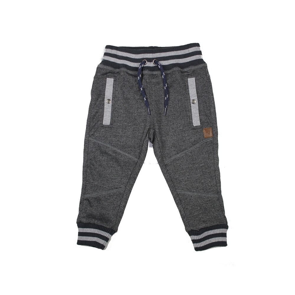 Pantaloni baieti, Dirkje, cu manseta si dungi, Gri inchis
