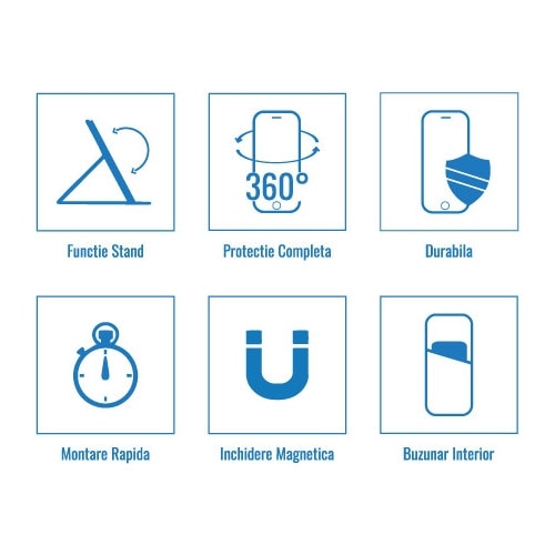 Husa Carte Smart cu Inchidere Magnetica pentru Huawei P30 Lite, Negru