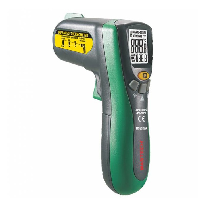Термометър MS6522B безконтактен/лазерен -20°C до 500°C