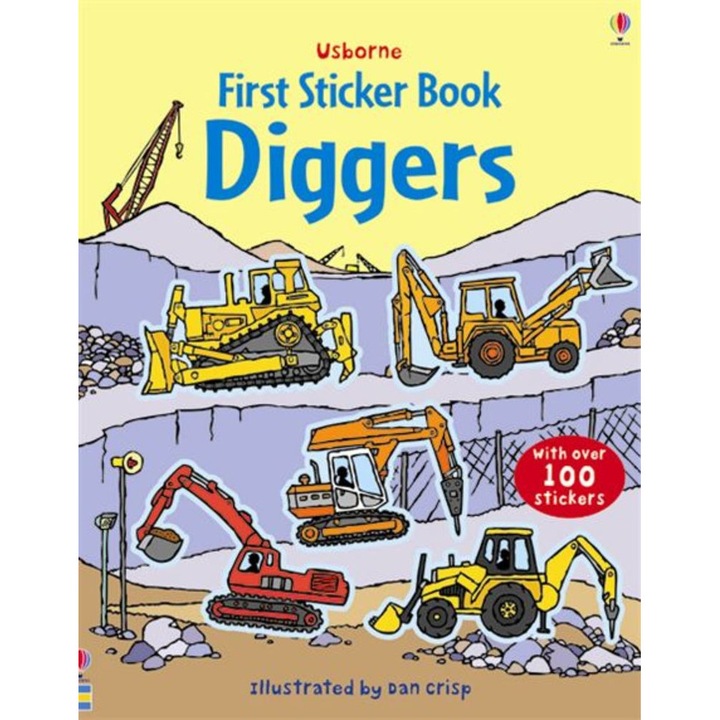 Carte de activitati "Diggers sticker book", 3 ani+, Usborne