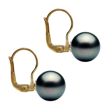 Cercei Aur Galben de 14 karate si Perle Naturale Negre Mari Premium Cercei Aur Galben de 14 karate si Perle Naturale Negre Mari Premium