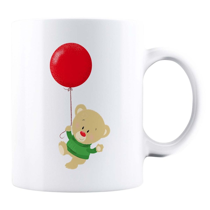 Cana alba personalizata. IMC. " Ursulet ". Ceramica. 330 ml