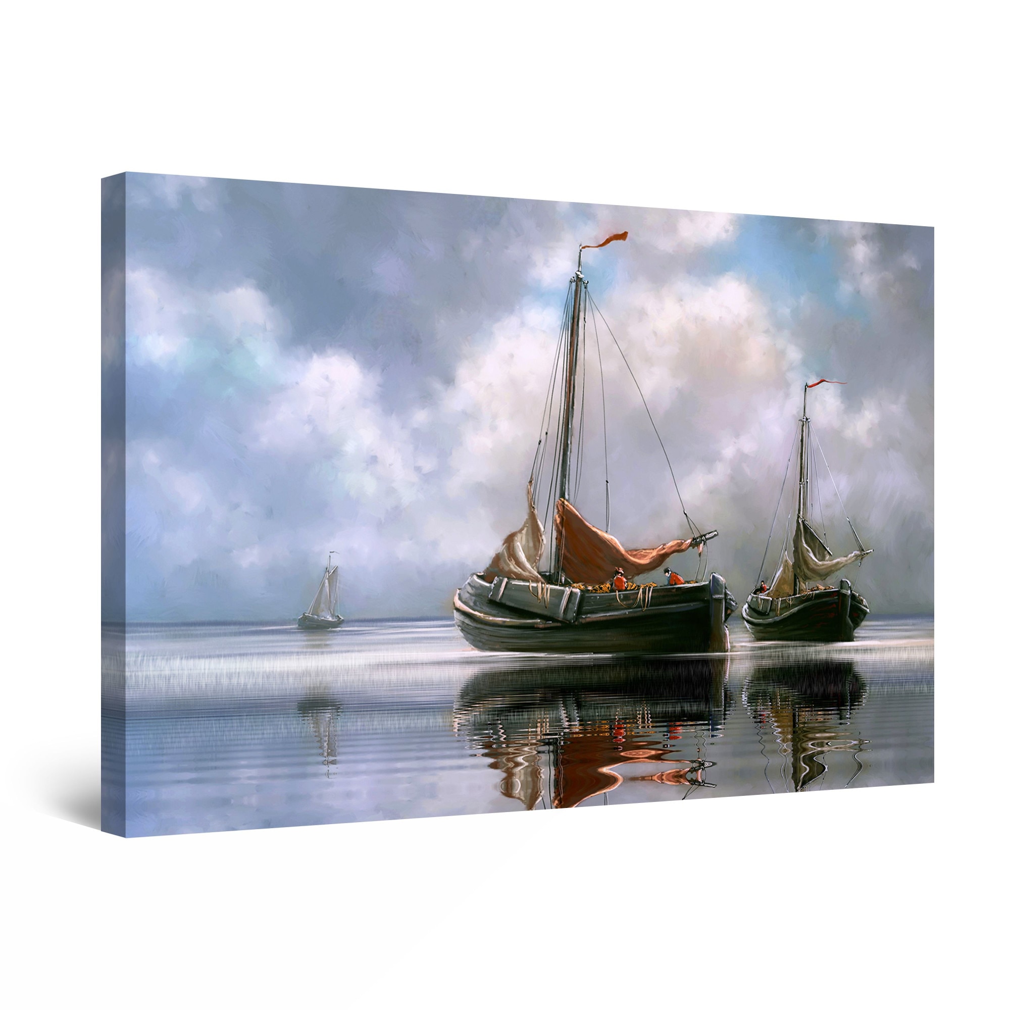 Tablou DualView Startonight Barci pe Marea Calma, luminos in intuneric, 60 cm x 40 cm