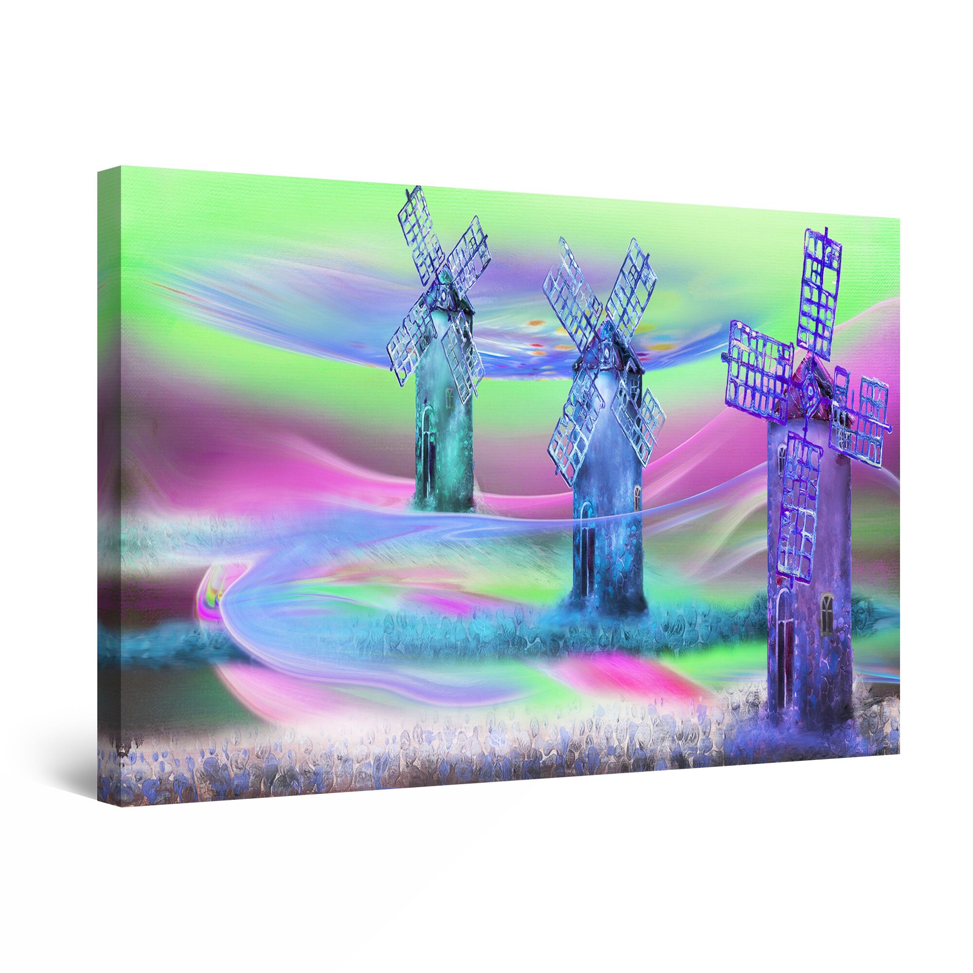 Tablou DualView Startonight Morile de Vant, luminos in intuneric, 120 cm x 80 cm