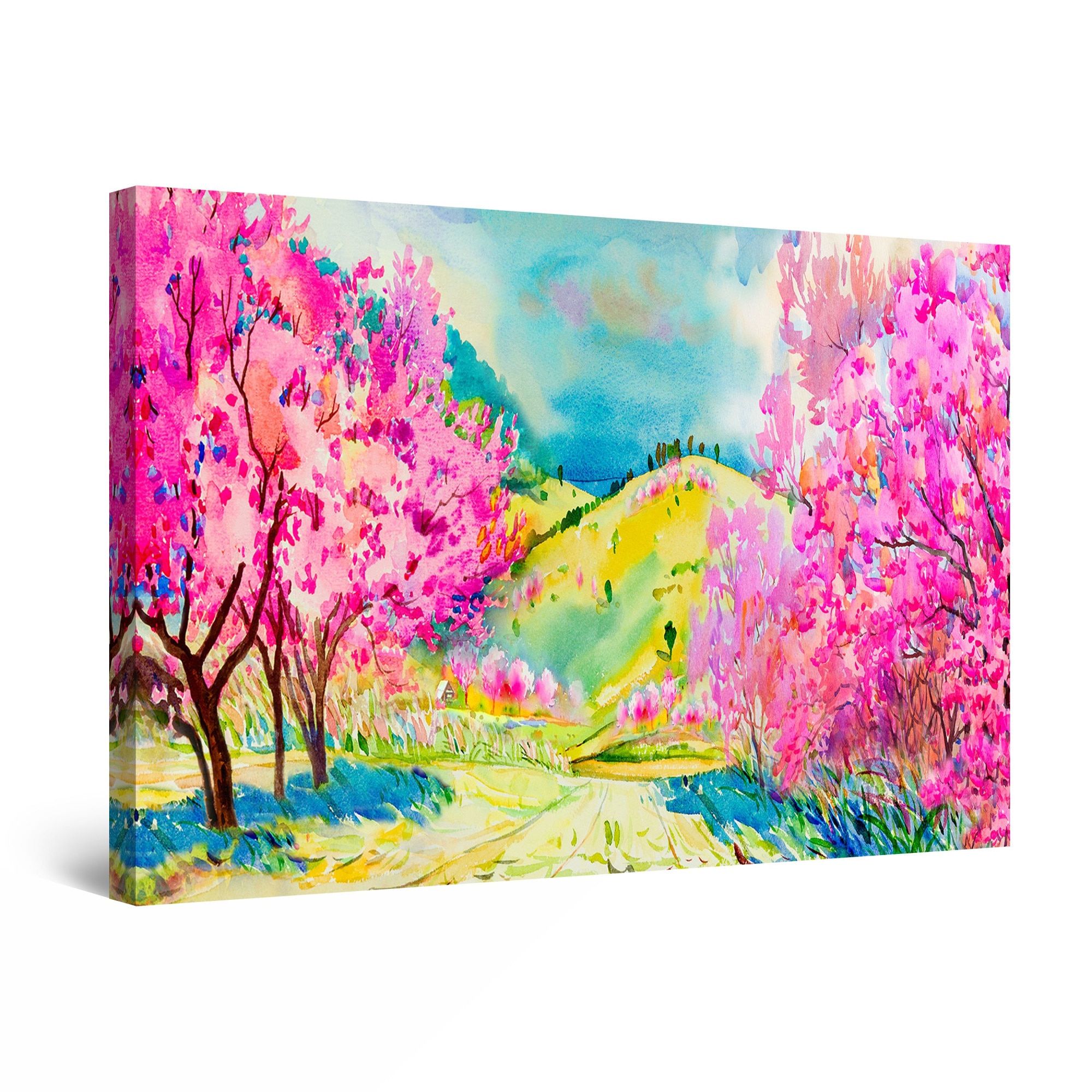 Tablou DualView Startonight Ciresii cu Flori Roz, luminos in intuneric, 60 cm x 40 cm