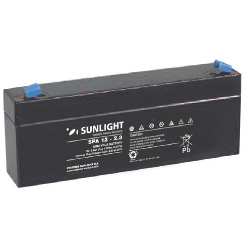 Acumulator stationar, plumb acid sigilat, VRLA / AGM, 12V 2.3Ah, pentru UPS, barcute, lanterne, masinute, jucarii, alarme, cantare, Sunlight