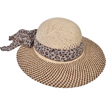 Palarie de vara crem cu panglica imprimeu blana leopard , iMK®, 58 cm Palarie de vara crem cu panglica imprimeu blana leopard , iMK®, 58 cm