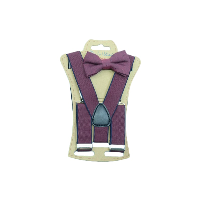 Set doua piese bretele si papion copii Topgal BRT-006, Visiniu, Universal