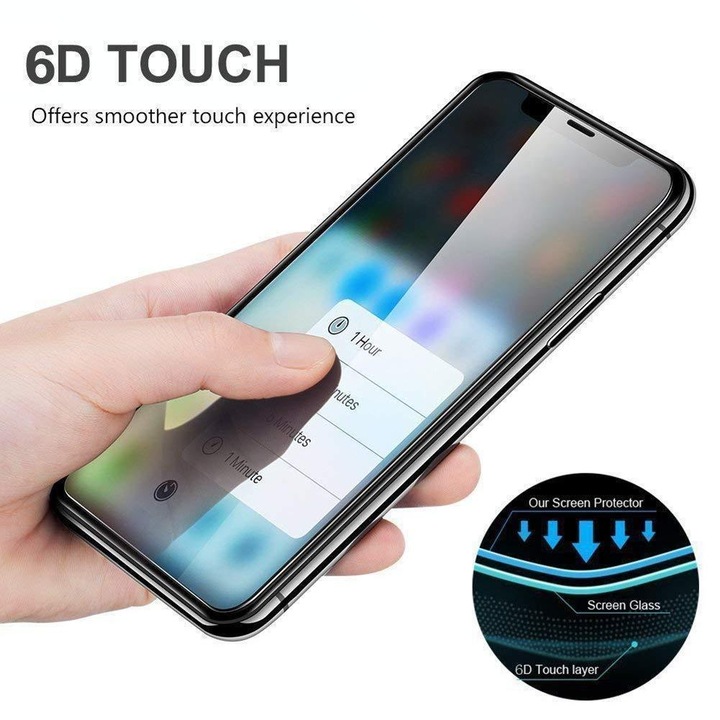 6D Nano Full Glue Стъклен протектор FENiX® за Samsung Galaxy A6 Plus, Черен
