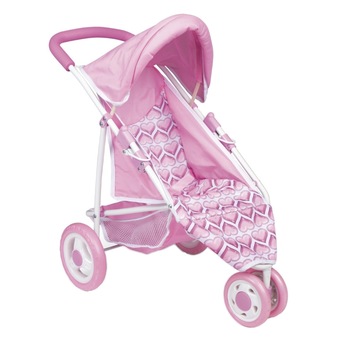 Carucior papusi cu 3 roti, Roz, 28x52 cm Carucior papusi cu 3 roti, Roz, 28x52 cm