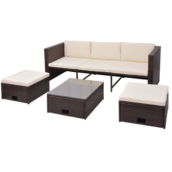 Set mobilier de gradina 4 piese, vidaXL, Maro, Ratan, 190 x 75 x 65 cm Set mobilier de gradina 4 piese, vidaXL, Maro, Ratan, 190 x 75 x 65 cm