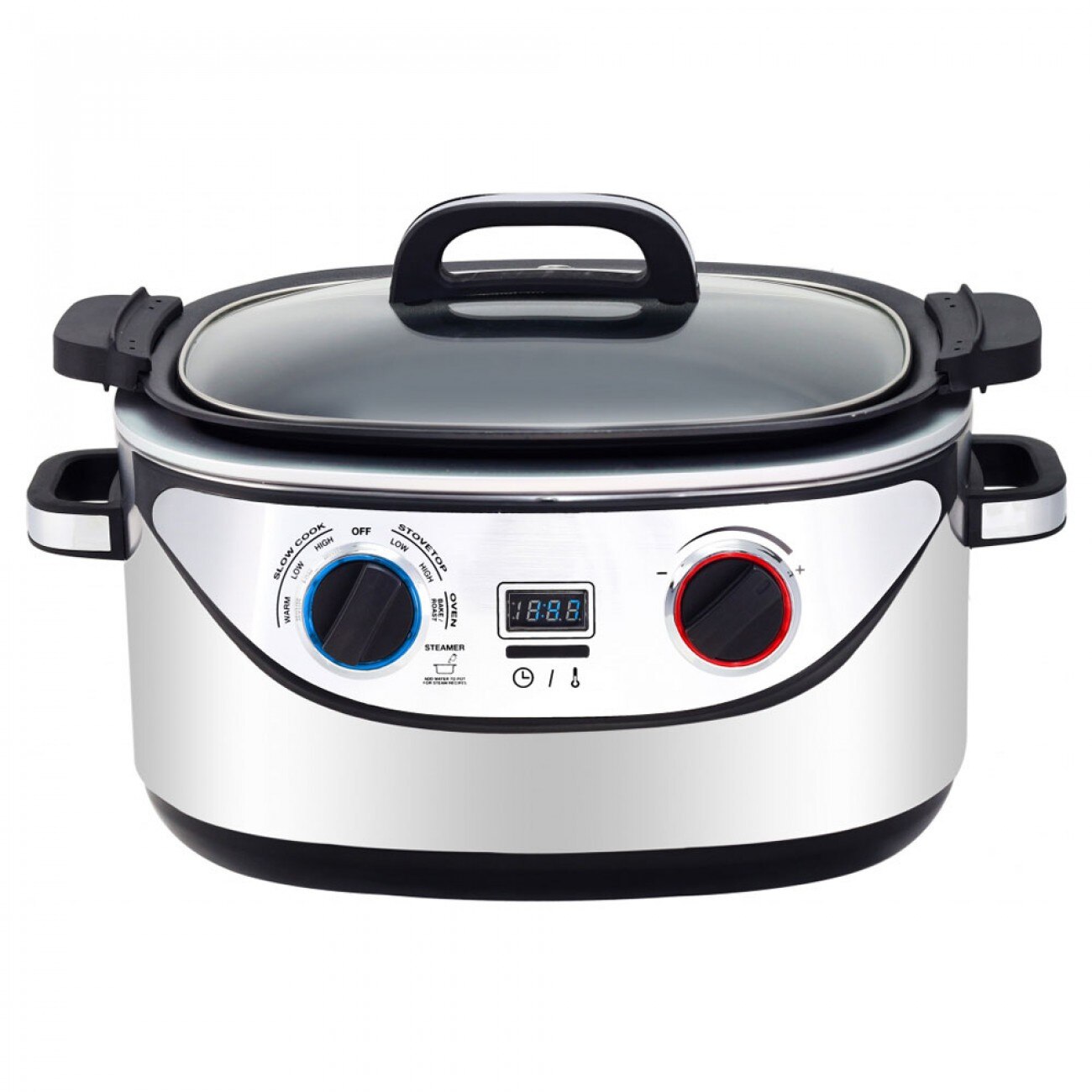 Multicooker 8in1 Royalty Line RL-EMFC-1400.1d, 1350W, 5.6 l, Slow Cook, Timer, Negru/Inox
