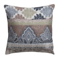 Fata de perna decorativa, BonDia, Model Mirror 801, 43 cm x 43 cm, Gri/Bej, Oriental