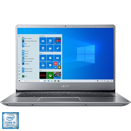 Laptop ultraportabil Acer Swift 3 SF314-56-56X3 cu procesor Intel® Core™ i5-8265U pana la 3.90 GHz, Whiskey Lake, 14", Full HD, IPS, 8GB, 256GB SSD, Intel UHD Graphics 620, Microsoft Windows 10, Silver