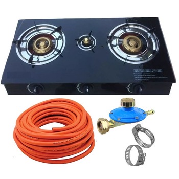 Pachet Aragaz plita sticla securizata cu 3 ochiuri,aprindere quartz,alimentare Gpl butelie+2m de furtun pentru gaz+Ceas pentru butelie+ 2 x Coliere pentru furtunul de gaz Pachet Aragaz plita sticla securizata cu 3 ochiuri,aprindere quartz,alimentare Gpl butelie+2m de furtun pentru gaz+Ceas pentru butelie+ 2 x Coliere pentru furtunul de gaz